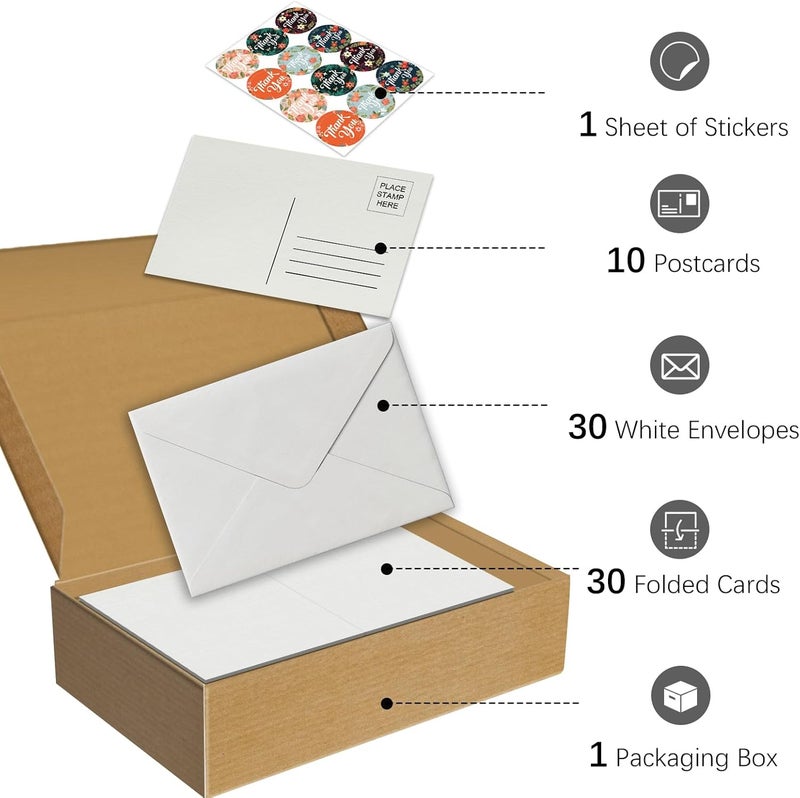 KOVIEDE 30 Pack Blank Foldable Watercolor Cards with Envelopes 4"x6", 10 Sheets Watercolor Postcards, 140lb/300gsm Heavyweight 100% Cotton Cards for Painting, Greeting, Birthday Valentine - Image 3